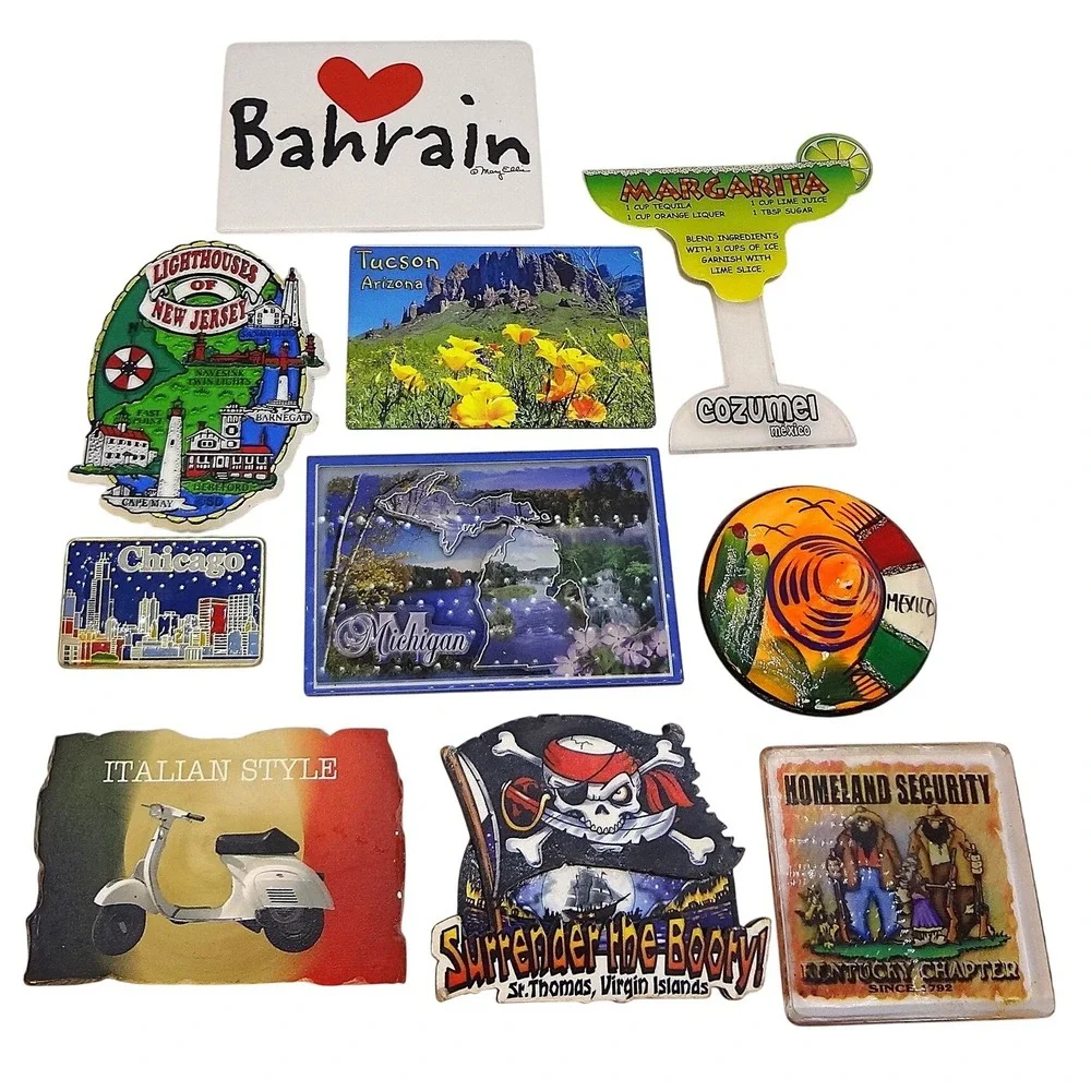 Lot 1 of 10 Assorted‎ Travel Souvenir Magnets